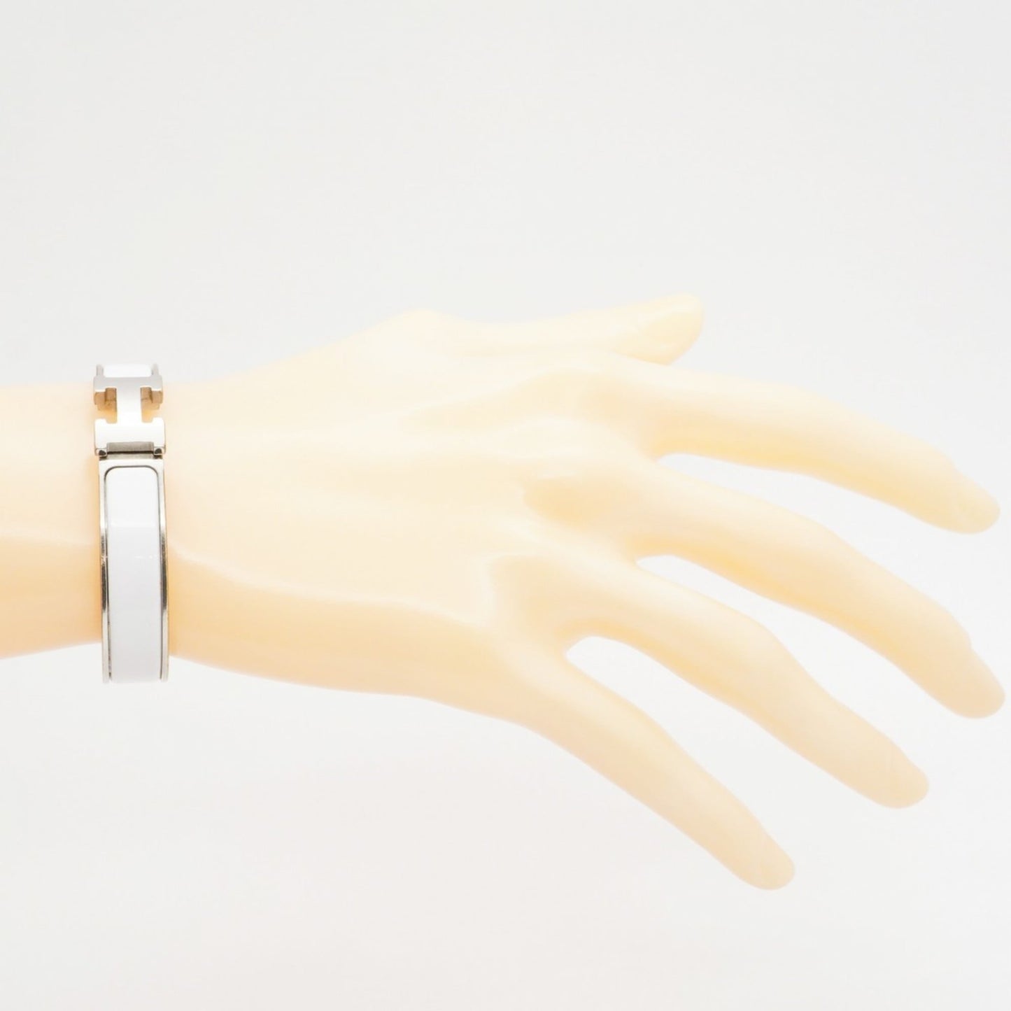 Hermes Click Cluck PM Bangle in Metal and White for Women
