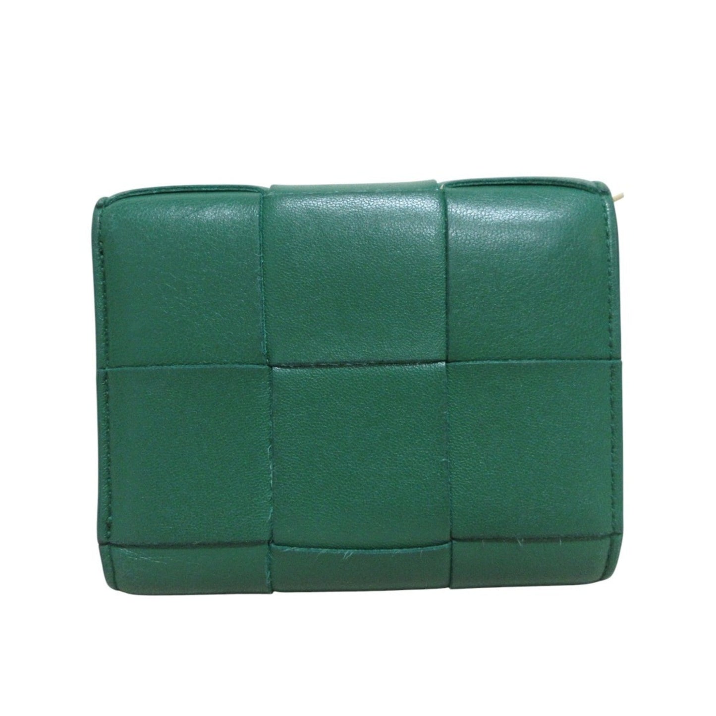 BOTTEGA VENETA Cassette Maxi Intrecciato Compact Wallet, Tri-fold Green, Women's