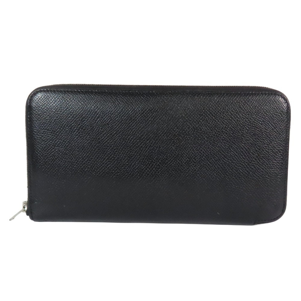 HERMES AZAP Silk-in Long Wallet with Round Zipper, "Fantastic Flora" Scarf Design, Leather, Black, for Men and Women