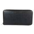 HERMES AZAP Silk-in Long Wallet with Round Zipper, "Fantastic Flora" Scarf Design, Leather, Black, for Men and Women