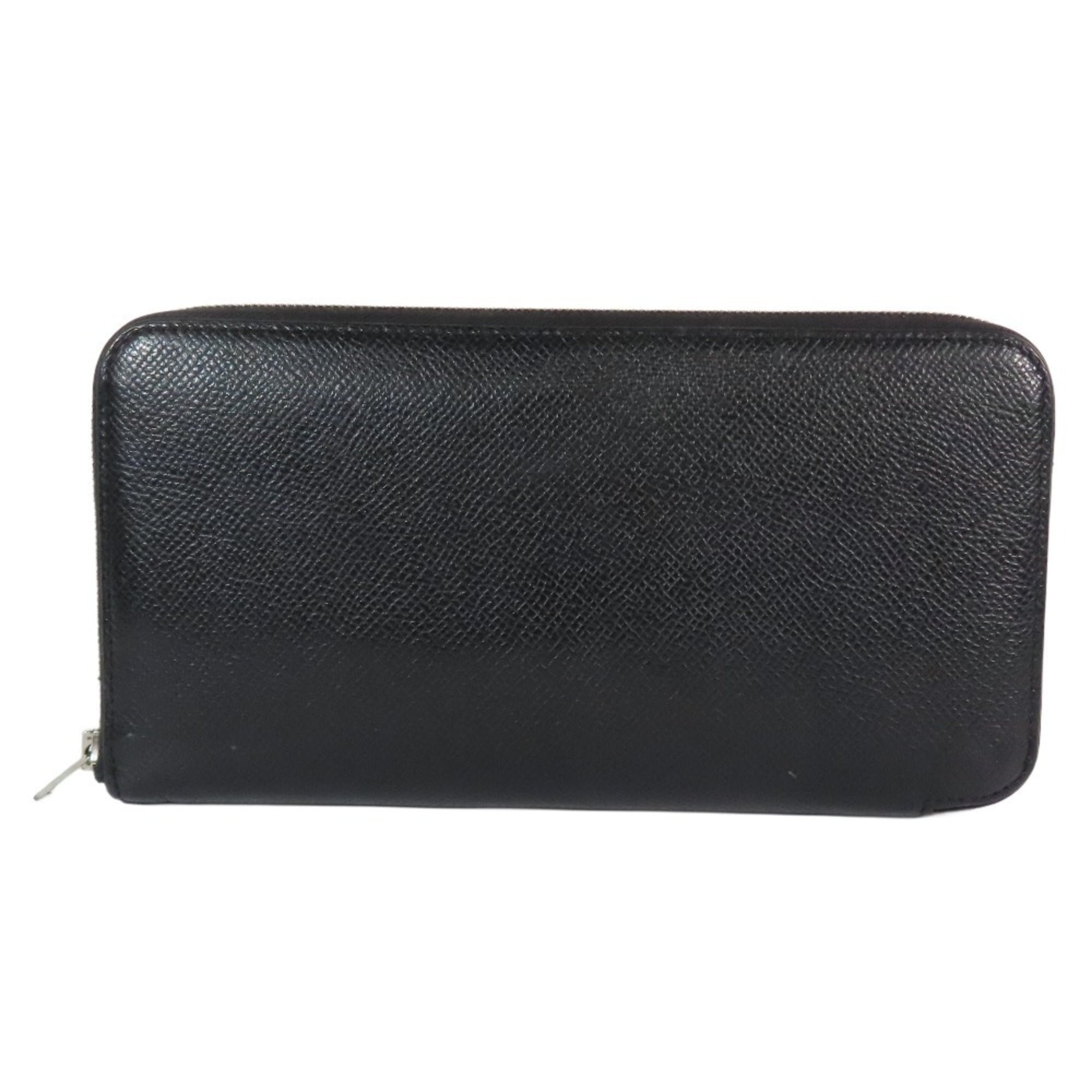 HERMES AZAP Silk-in Long Wallet with Round Zipper, "Fantastic Flora" Scarf Design, Leather, Black, for Men and Women