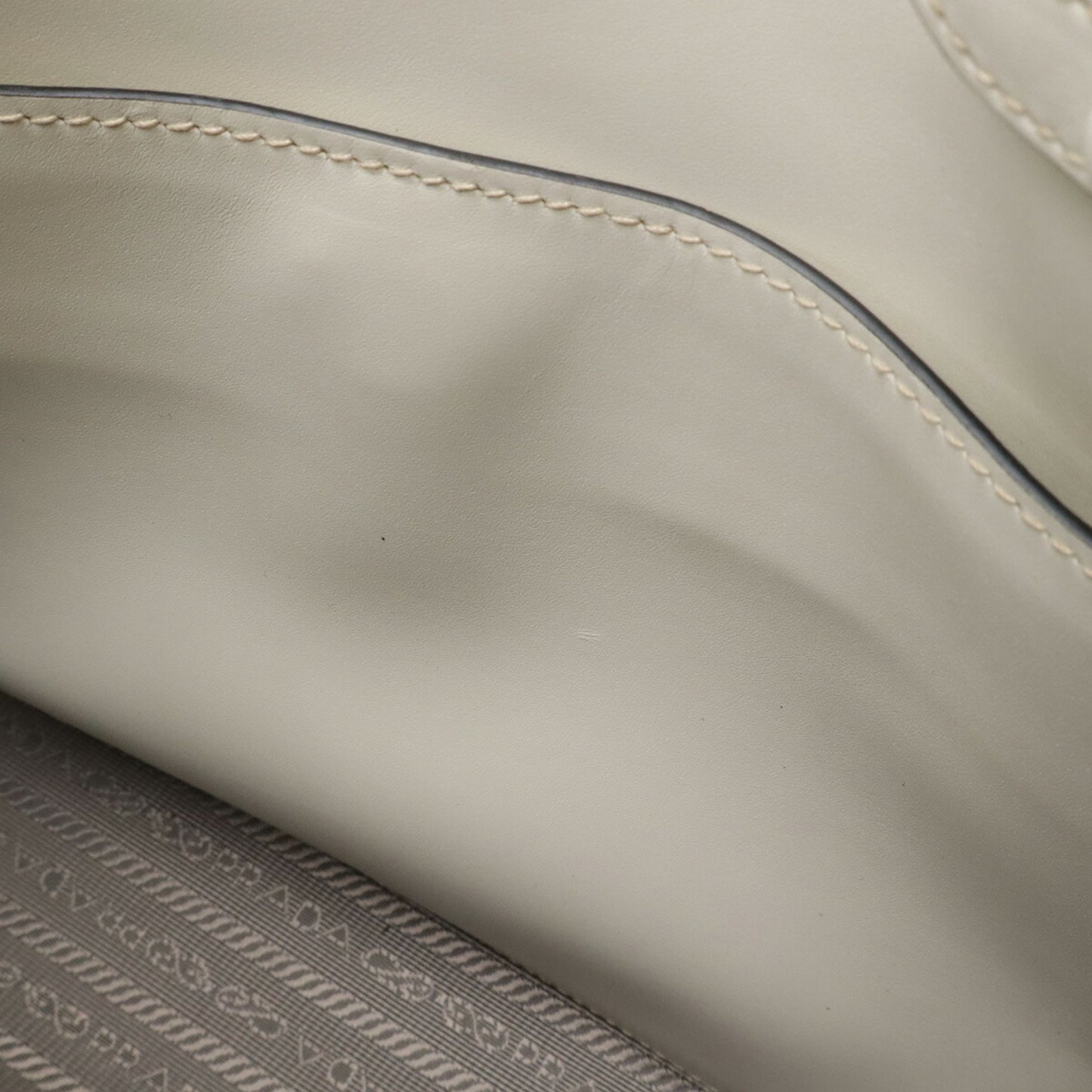 PRADA Bibliothèque Tote/Shoulder Bag in City Calf Leather, TALCO, Off-White, Purchased at an Overseas Duty-Free Shop, 1BG098