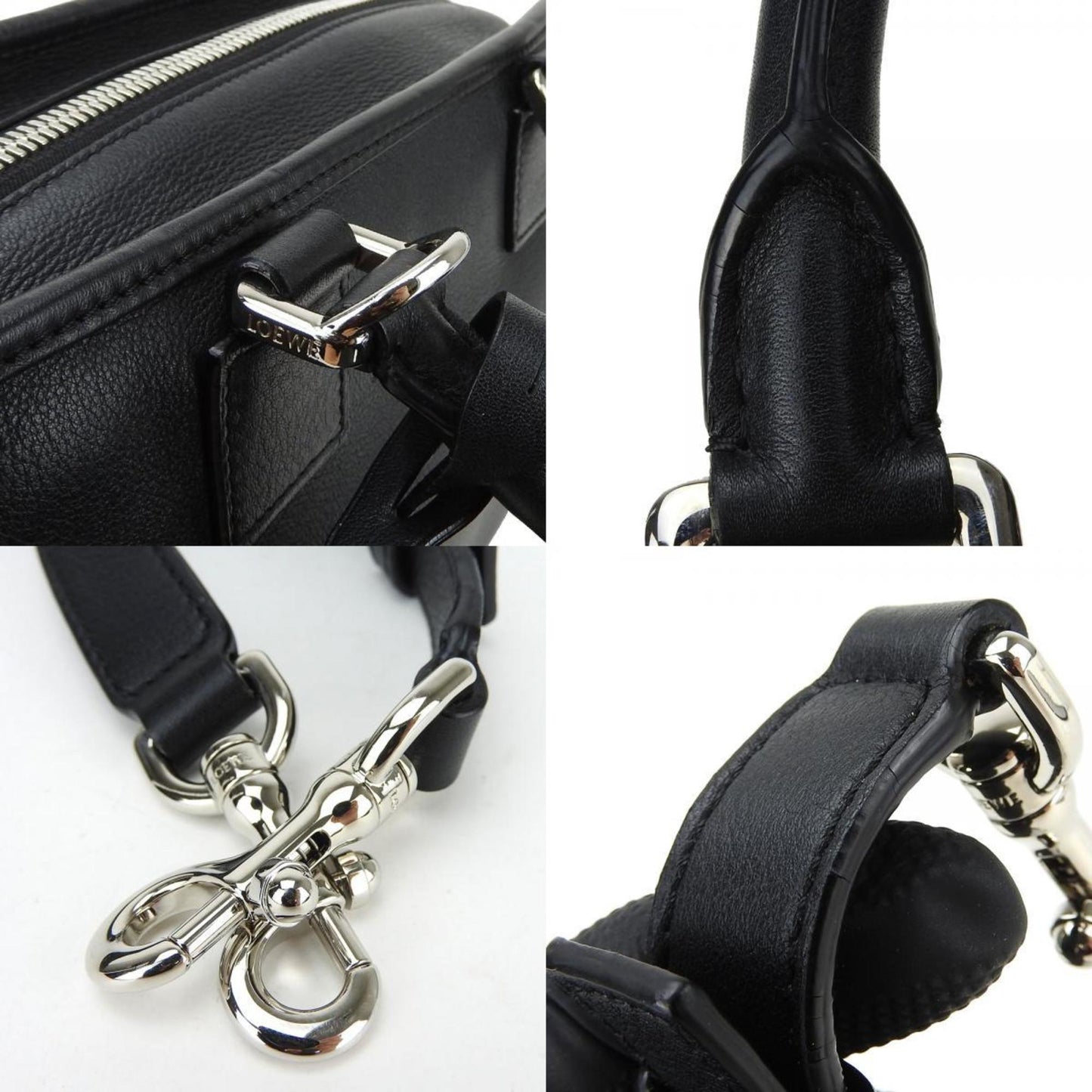 LOEWE Handbag Amazona 28 Leather Black Anagram Women's