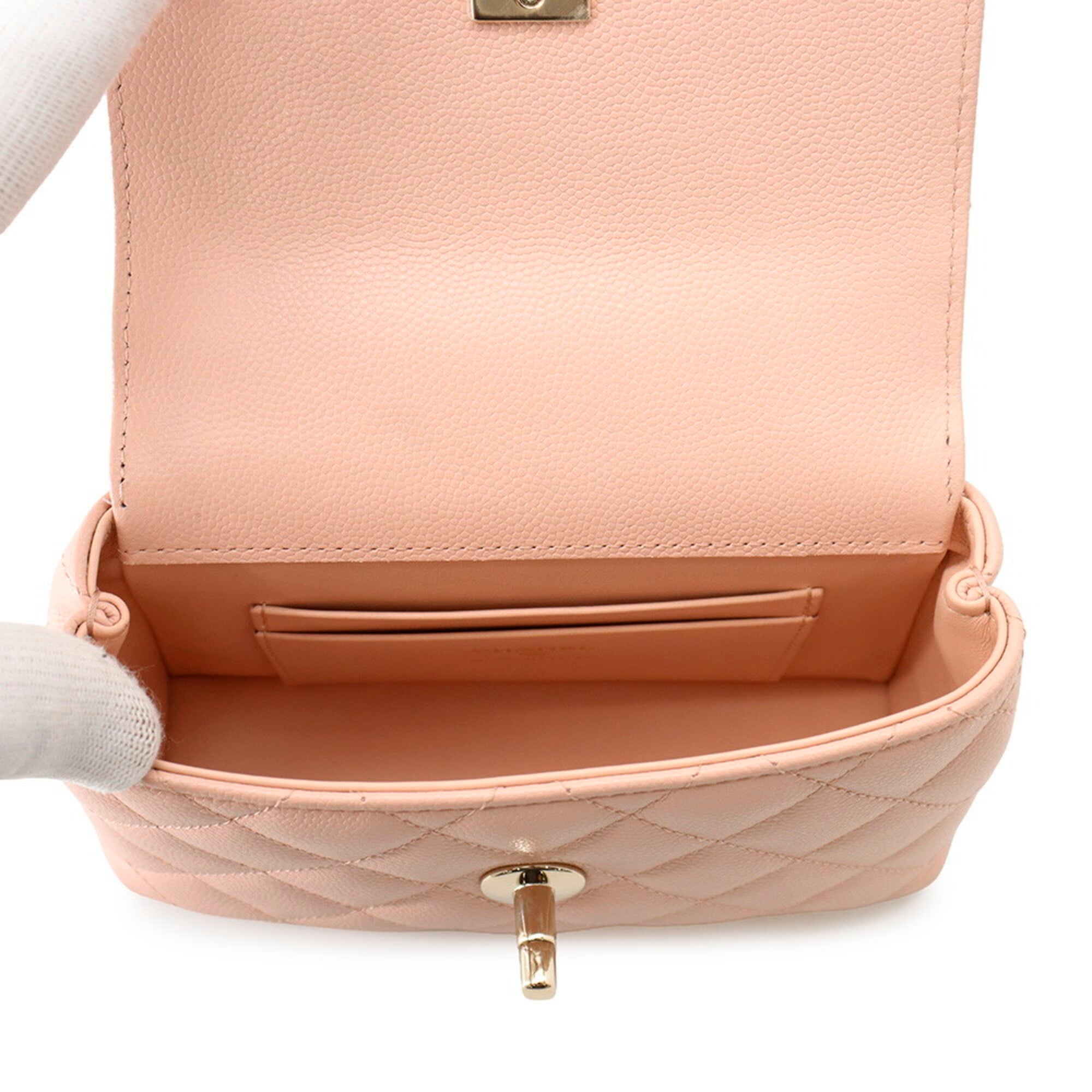 Chanel Matelassé Mini Handbag with Coco Handle, Caviar Skin, AP4244, 2-way Chain Shoulder Bag, for Women, CHANEL — Like New