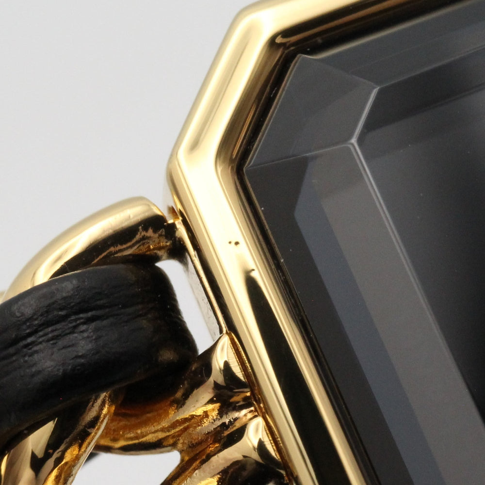 Chanel CHANEL Première M Wristwatch, Gold Plated (GP), Leather Strap, Women's, Black, H0001 — Very Good