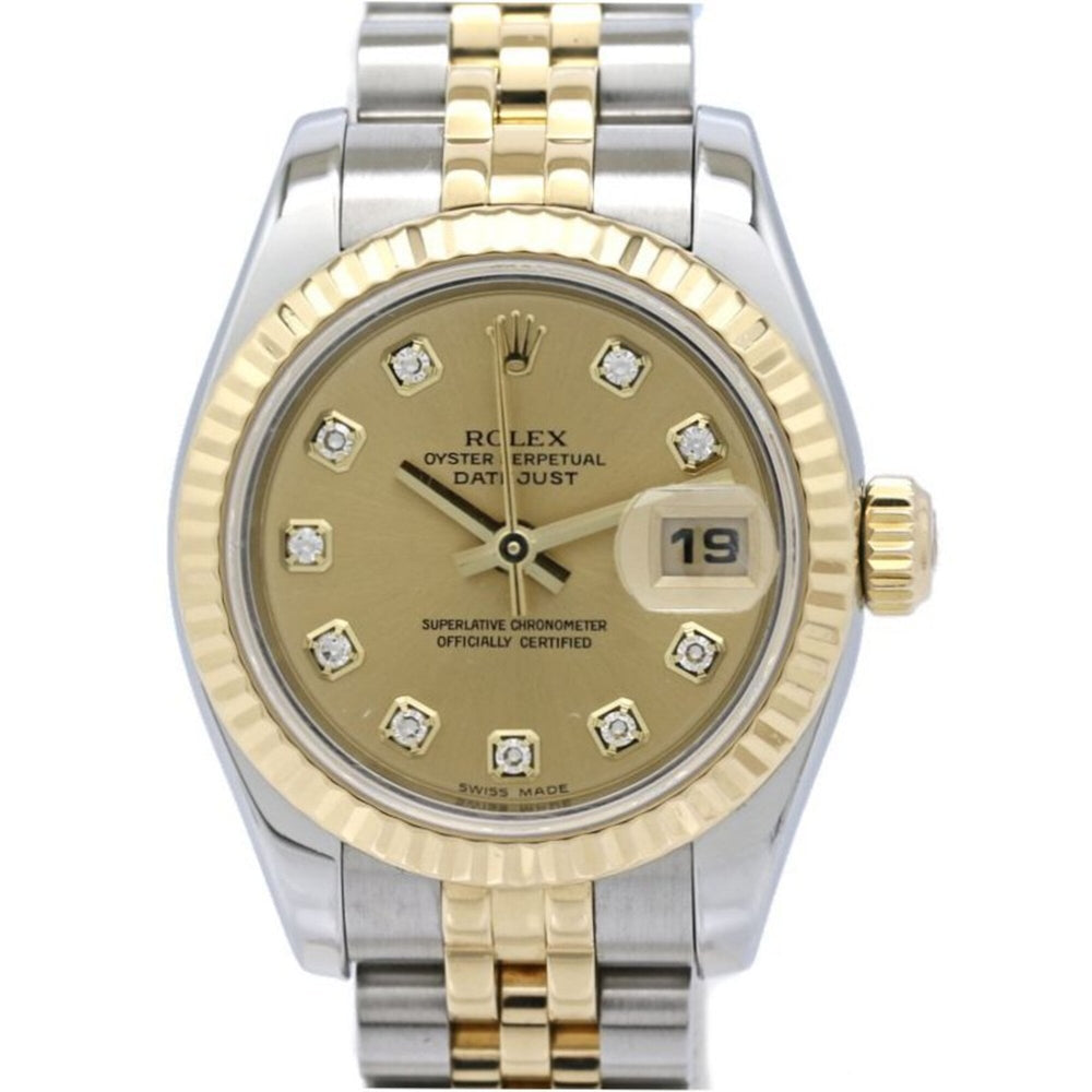 ROLEX Datejust 10P Diamond 179173G Women's Watch SSx18K Yellow Gold 40580 — Good