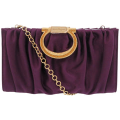 Like new Salvatore Ferragamo Gancini E0 21 B912 satin purple clutch bag 0467 — Like New