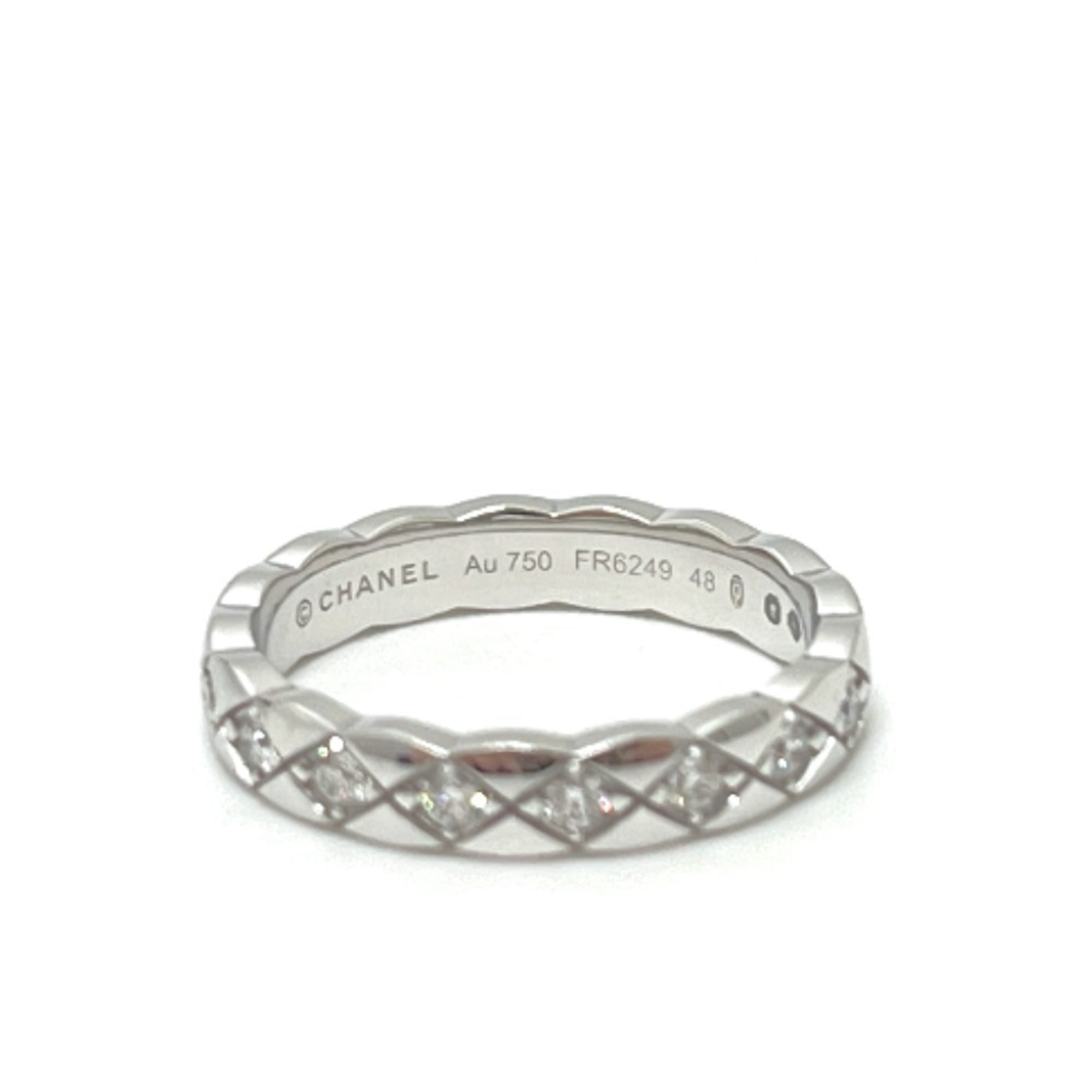 CHANEL J11871 Coco Crush Full Diamond Ring, 18K White Gold, Women's, Silver, Like New — Like New