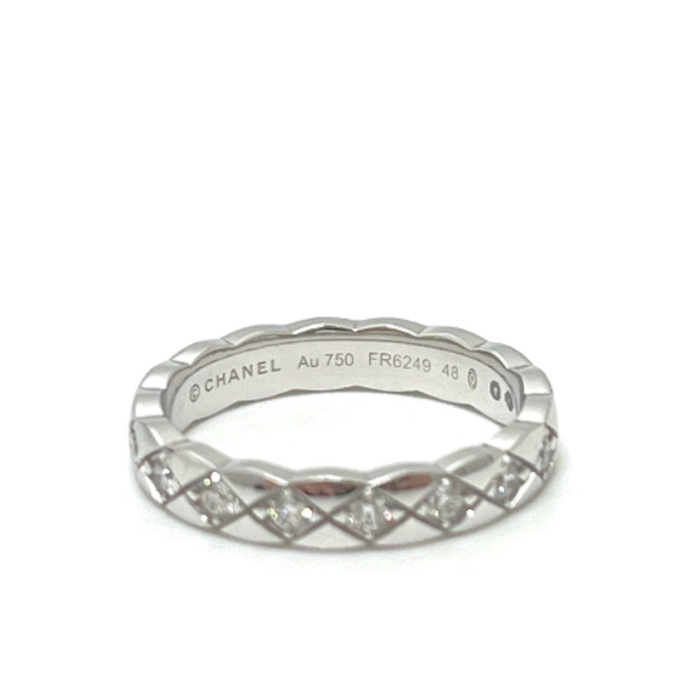 CHANEL J11871 Coco Crush Full Diamond Ring, 18K White Gold, Women's, Silver, Like New — Like New