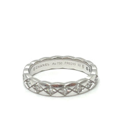 CHANEL J11871 Coco Crush Full Diamond Ring, 18K White Gold, Women's, Silver, Like New — Like New