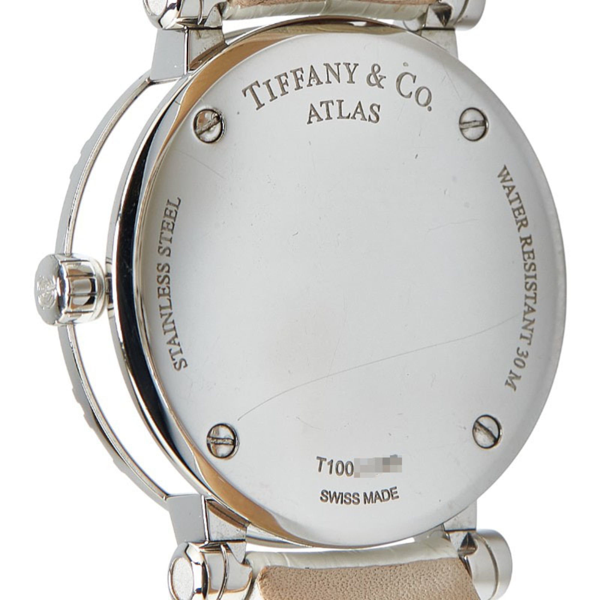 Tiffany & Co. Atlas Heart Date Watch Z1300.11.11A20A71A, Quartz Movement, White Dial, Stainless Steel, Leather, Women's — Good