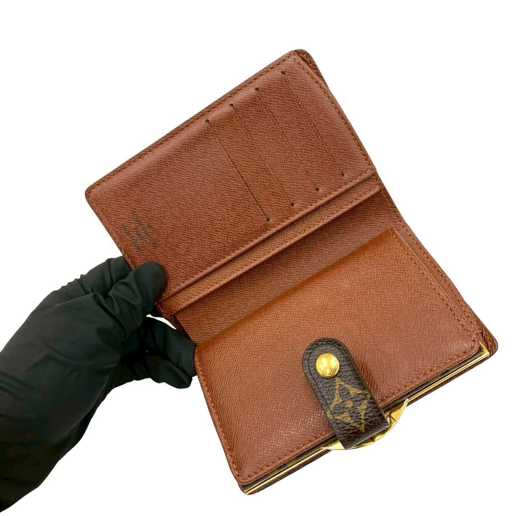 LOUIS VUITTON Louis Vuitton Portefeuille Viennois Monogram Leather Bi-fold Wallet with Clasp Closure, Brown, 35890