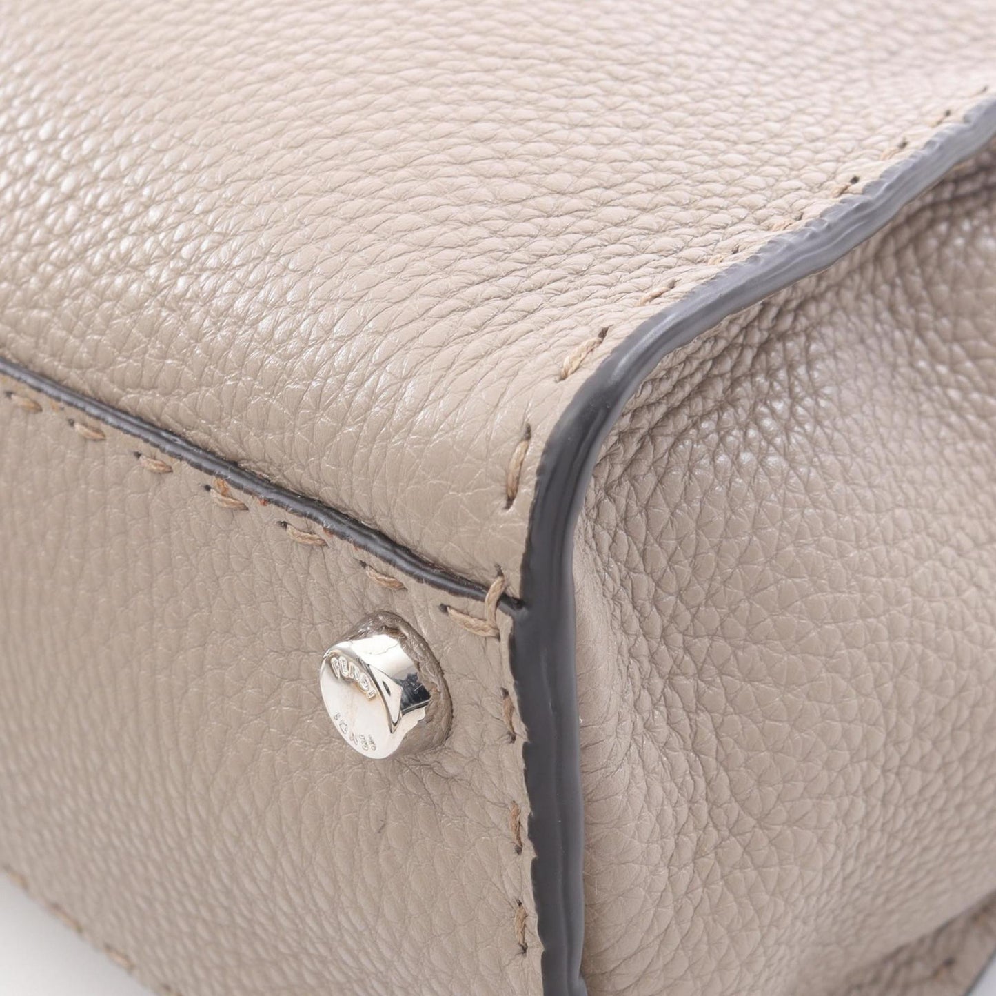 Fendi Peekaboo Regular Handbag, Leather, Women's, Beige, 8BN290