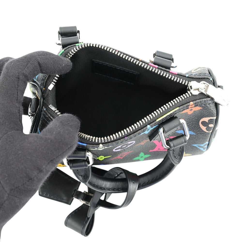 Louis Vuitton handbag, Monogram Multicolor LV X™ Nano Speedy M13406, 2-way design by Takashi Murakami, black, handbag for women, LOUIS VUITTON — Like New