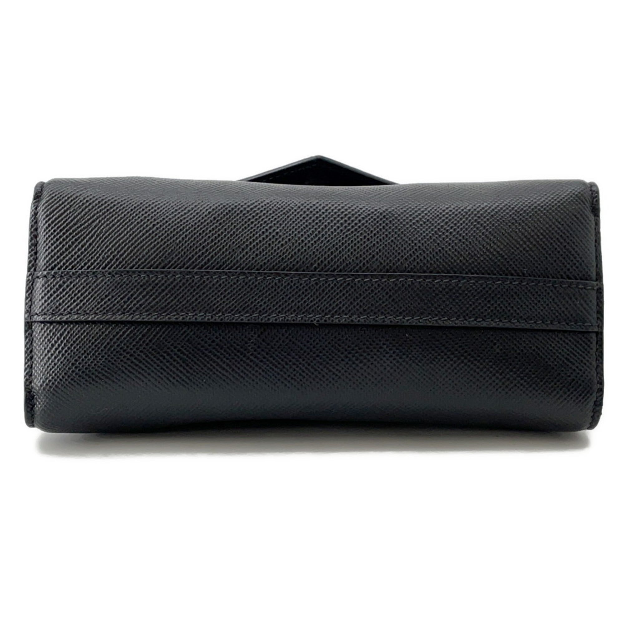 Prada Saffiano Leather Chain Shoulder Bag 1BD127 PRADA Black