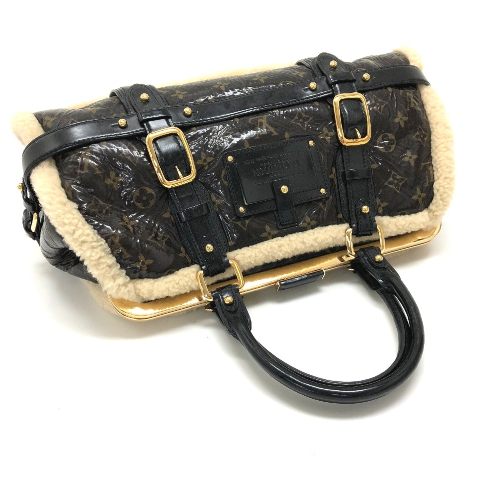 Louis Vuitton M95574 Monogram-Shearing Bag Duffle Bag Hand Bag Marron Brown — Like New