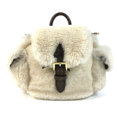 LOUIS VUITTON M11919 LV SKI Nano Teddy Backpack - 3-Way Bag (Shoulder Bag, Handbag, Rucksack) Shearling Canvas Men's & Women's Cream Beige — Like New