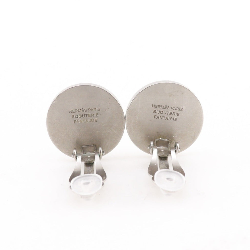 Hermès HERMES Serie Earrings BIJOUTERIE FANTAISIE Vintage Metal and Shell Silver Approx. 11.6g Women's