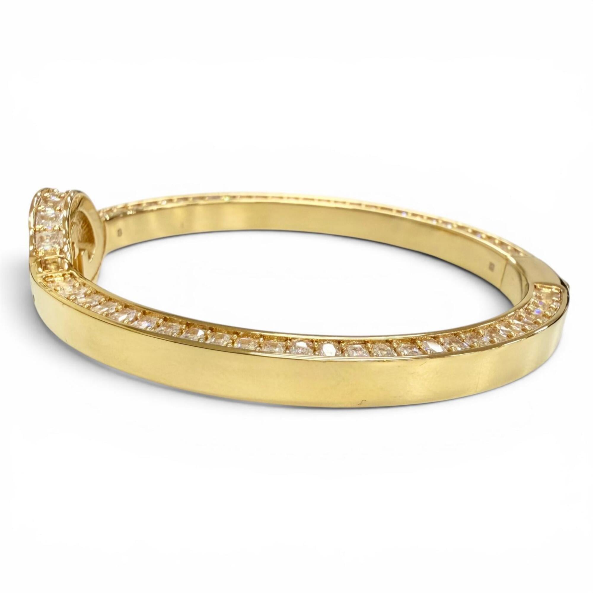 GUCCI Interlocking G Rhinestone Blondie Bangle Bracelet, Gold, Size S, Made in Italy, Women's, with Box and Dust Bag — Like New