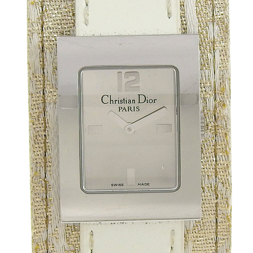 Christian Dior Maris Watch D78-109 Stainless Steel x Shimmer Leather Quartz Analog Display Silver Dial Women's — Good