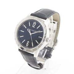 Bvlgari Watch BB41BSLD Stainless Steel and Leather Automatic Analog Display Black Dial Men's — Very Good