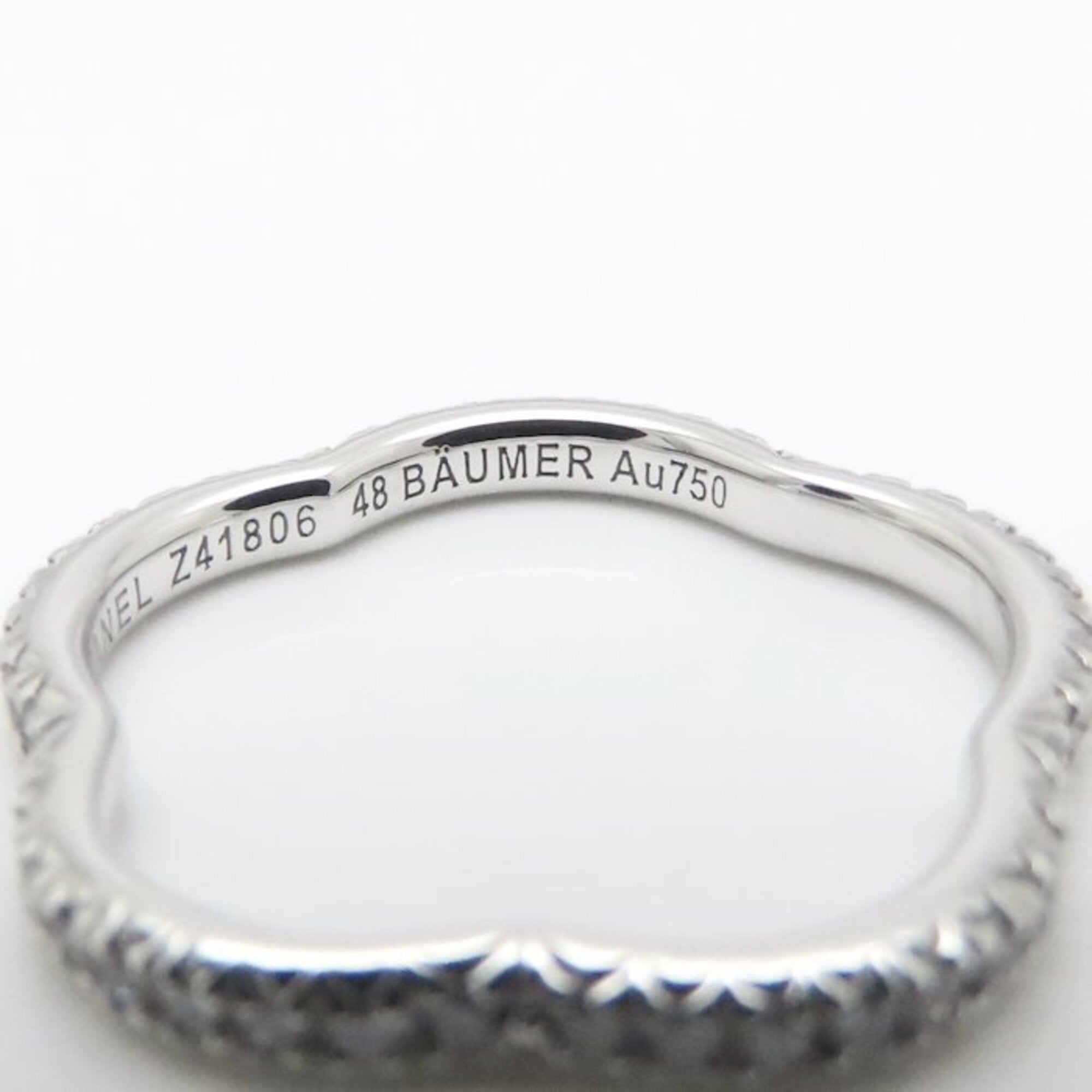 CHANEL Camellia Diamond Eternity Ring, Size #48, 18K White Gold, Women's, J3211 295242 — Like New