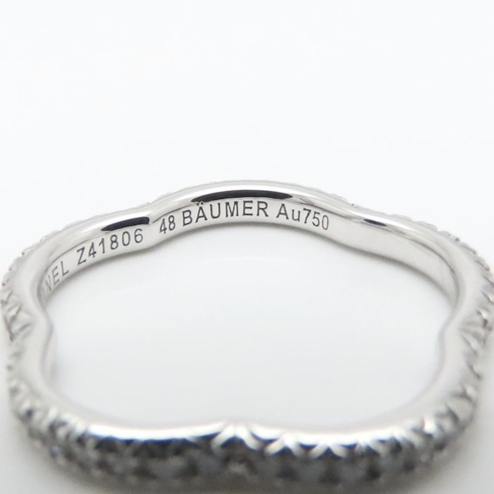 CHANEL Camellia Diamond Eternity Ring, Size #48, 18K White Gold, Women's, J3211 295242 — Like New