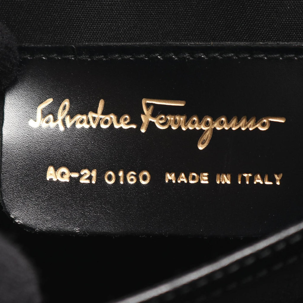 Salvatore Ferragamo Gancini handbag, leather, women's, black, size 21 0160