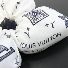 Louis Vuitton Fleur Piqué Scrunchie M96838 White 100% Silk Hair Clip LV Women's LOUIS VUITTON — Like New