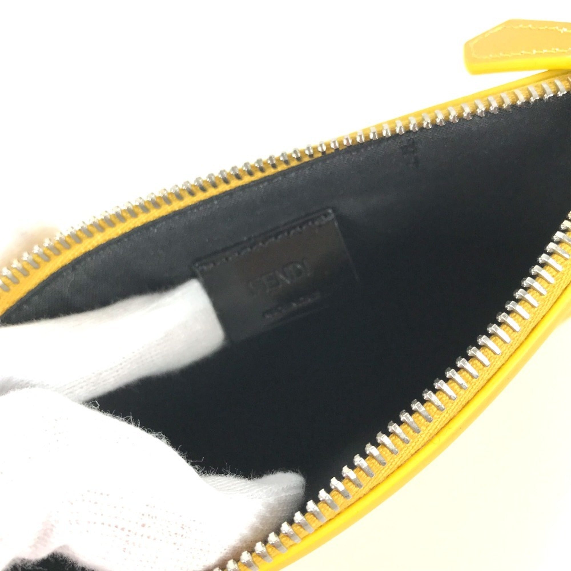 FENDI 7N0114 Pouch Clutch Bag Leather Women's Yellow — New - Store Return