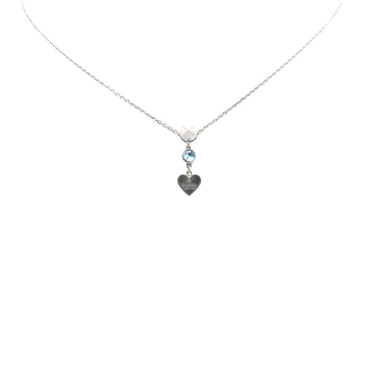 Gucci Heart Motif Necklace SV925 Silver Blue Topaz Women's GUCCI