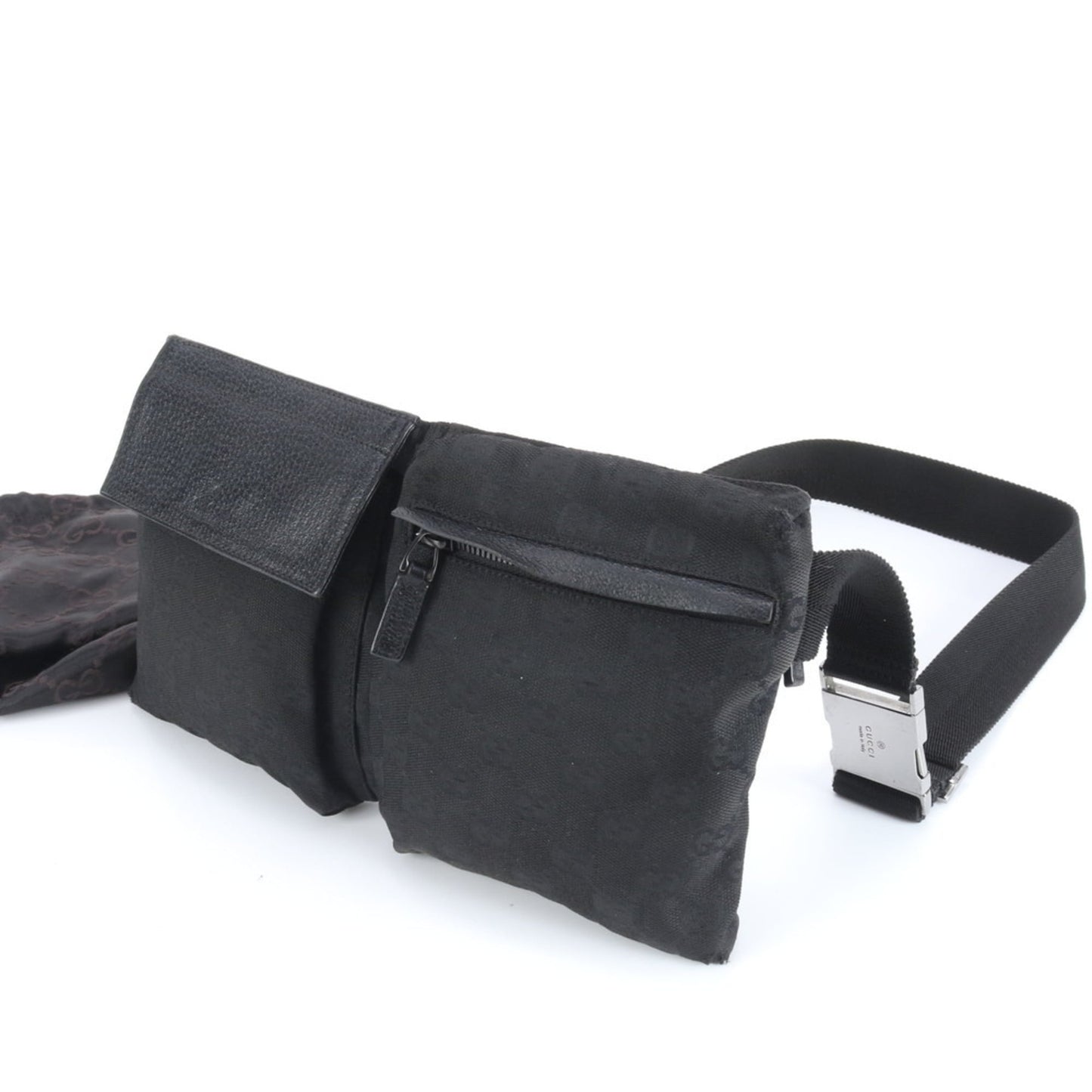 Gucci GG Canvas 28566 Leather Body Bag Waist Pouch Shoulder for Men