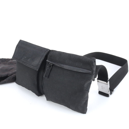 Gucci GG Canvas 28566 Leather Body Bag Waist Pouch Shoulder for Men