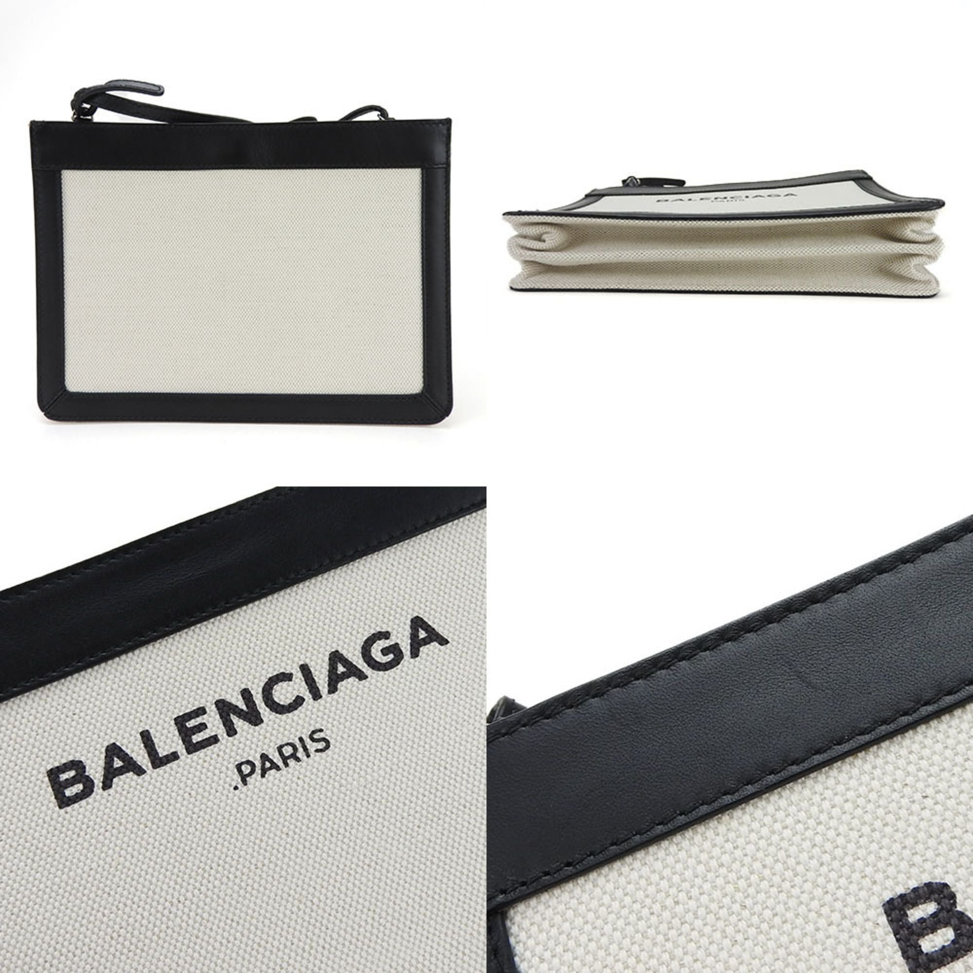 Balenciaga shoulder bag navy pochette 390641 canvas leather ivory black ladies BALENCIAGA casual