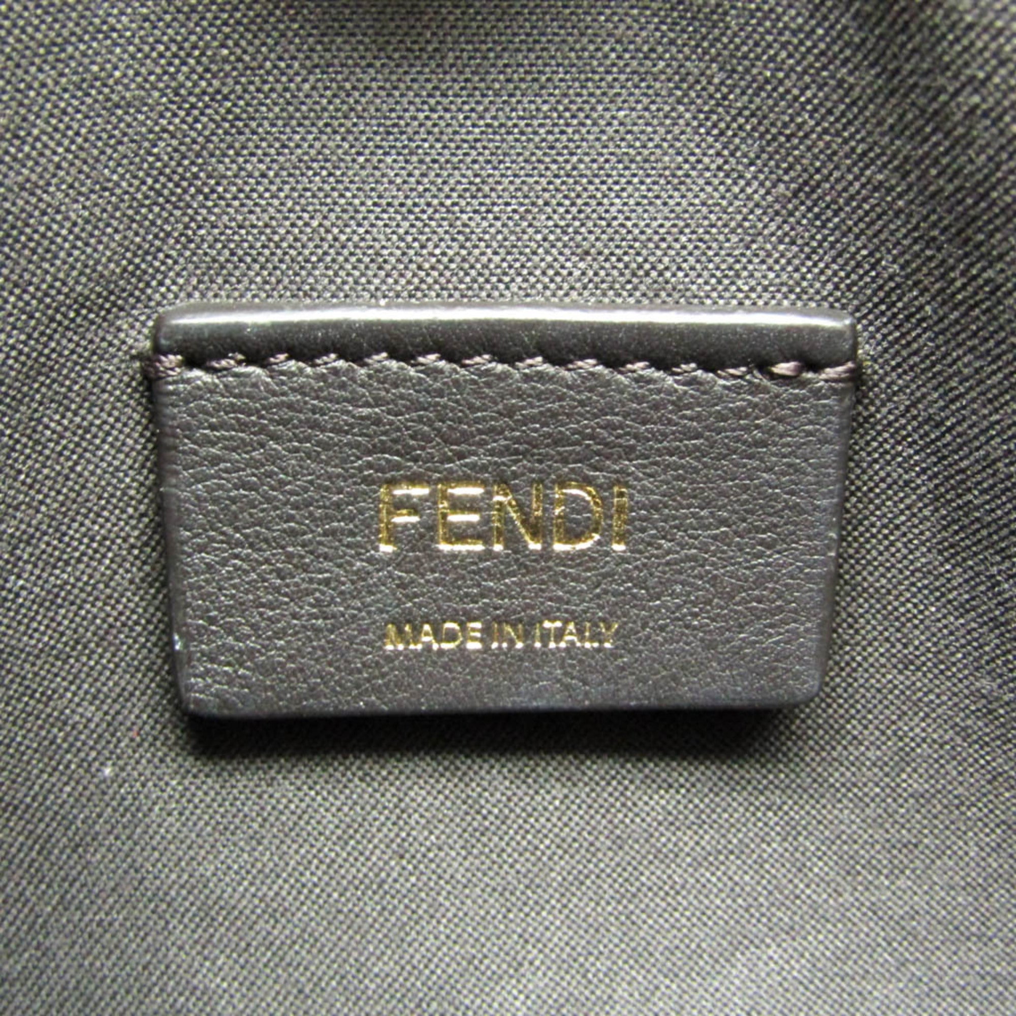 Fendi Pochette Cam 8BS019 Women's Leather Shoulder Bag Beige,Yellow