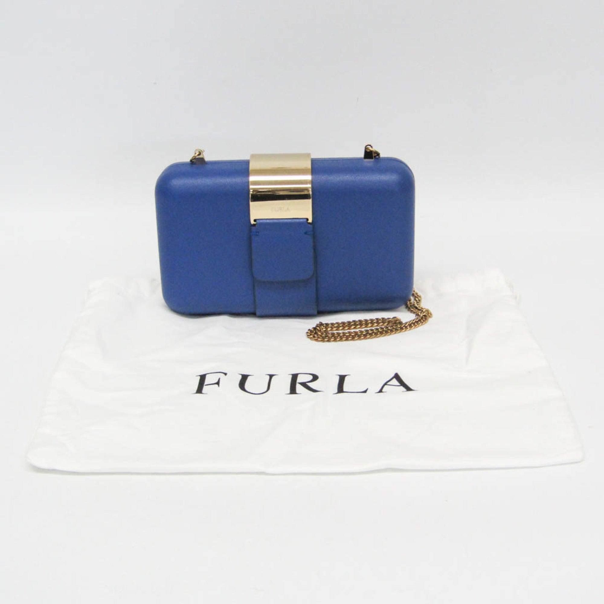 Furla Women's Leather Clutch Bag,Shoulder Bag Royal Blue