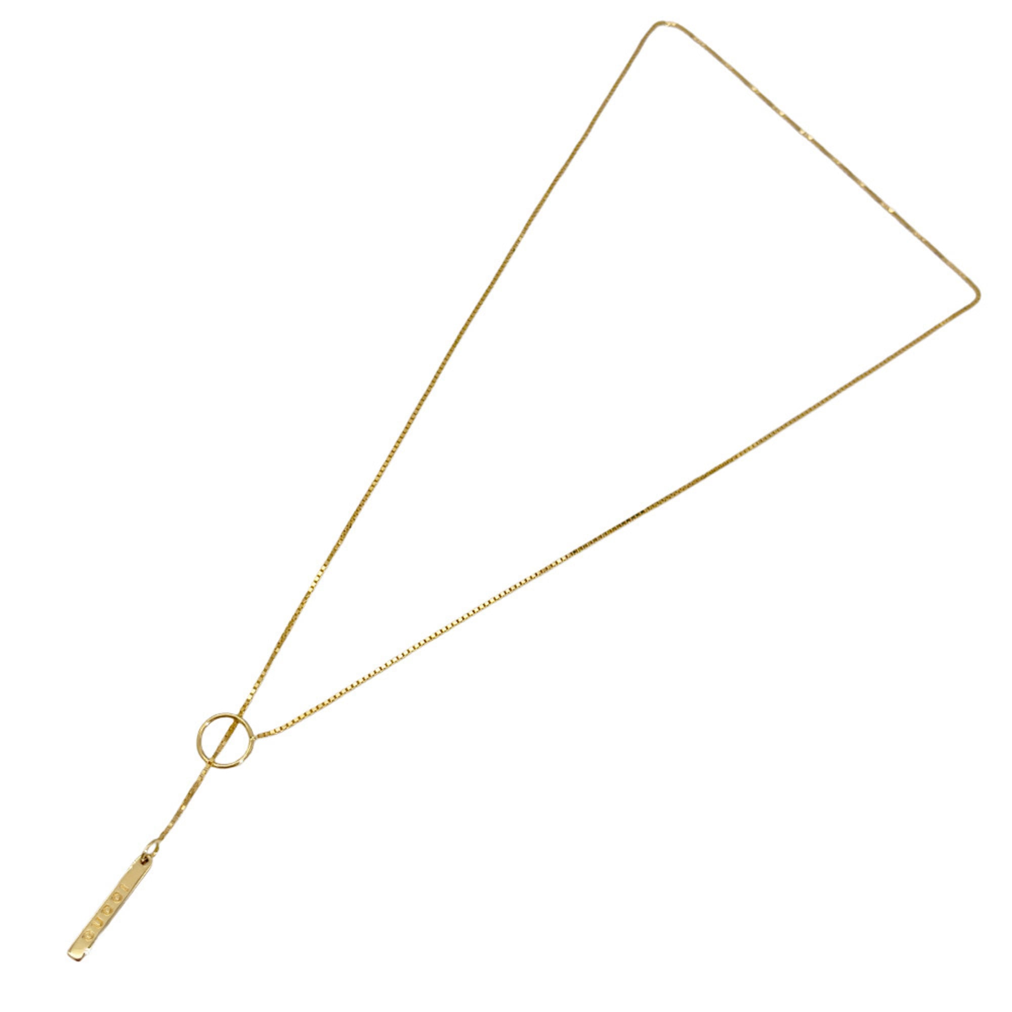 Gucci Lariat Necklace, 54cm, 18K Yellow Gold, 5.5g, Venetian Chain, Logo, Women's — Like New