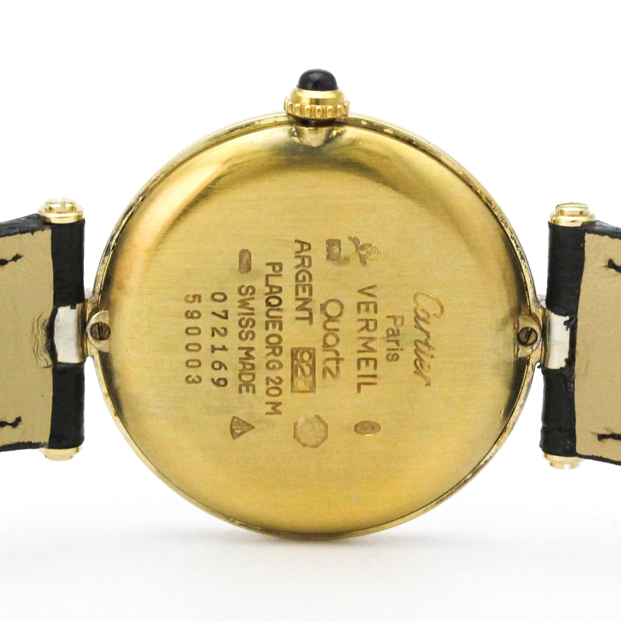 CARTIER Must Vendome Gold Plated Leather Quartz Unisex Watch 590003 — Good