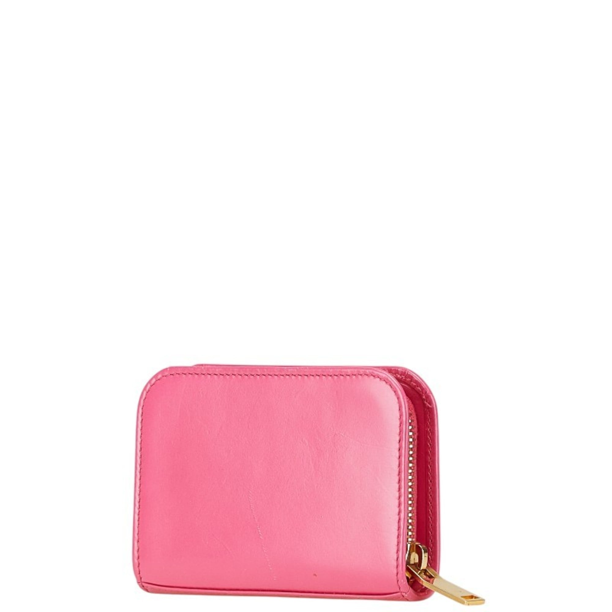 Saint Laurent Round Coin Case 326598 Pink Leather Women's SAINT LAURENT