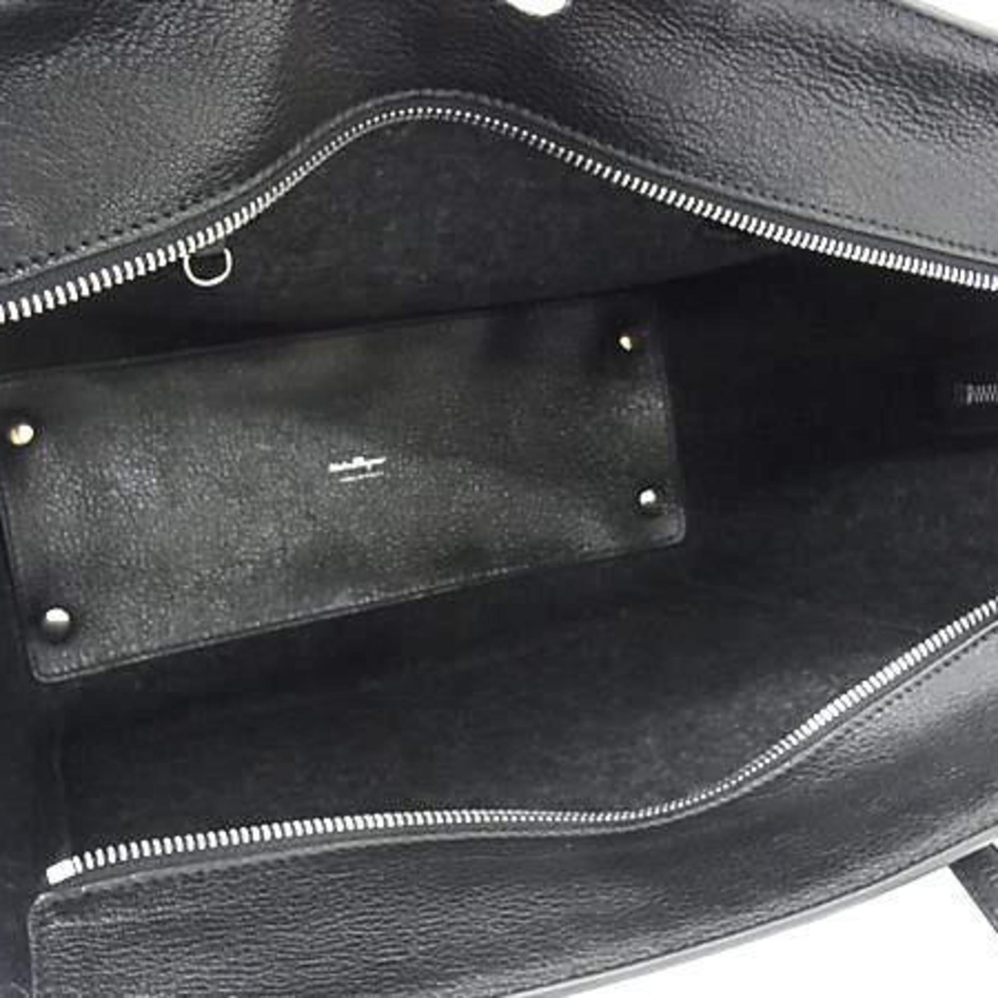 Salvatore Ferragamo Amy handbag in black felt and leather with studs for women — Like New