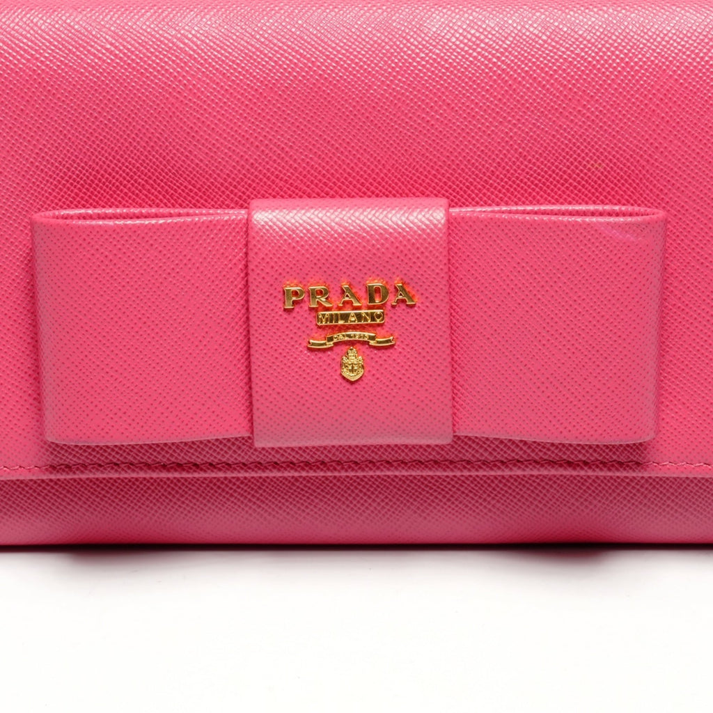 Prada Le Bon Saffiano Leather Wallet Shoulder Bag in Pink