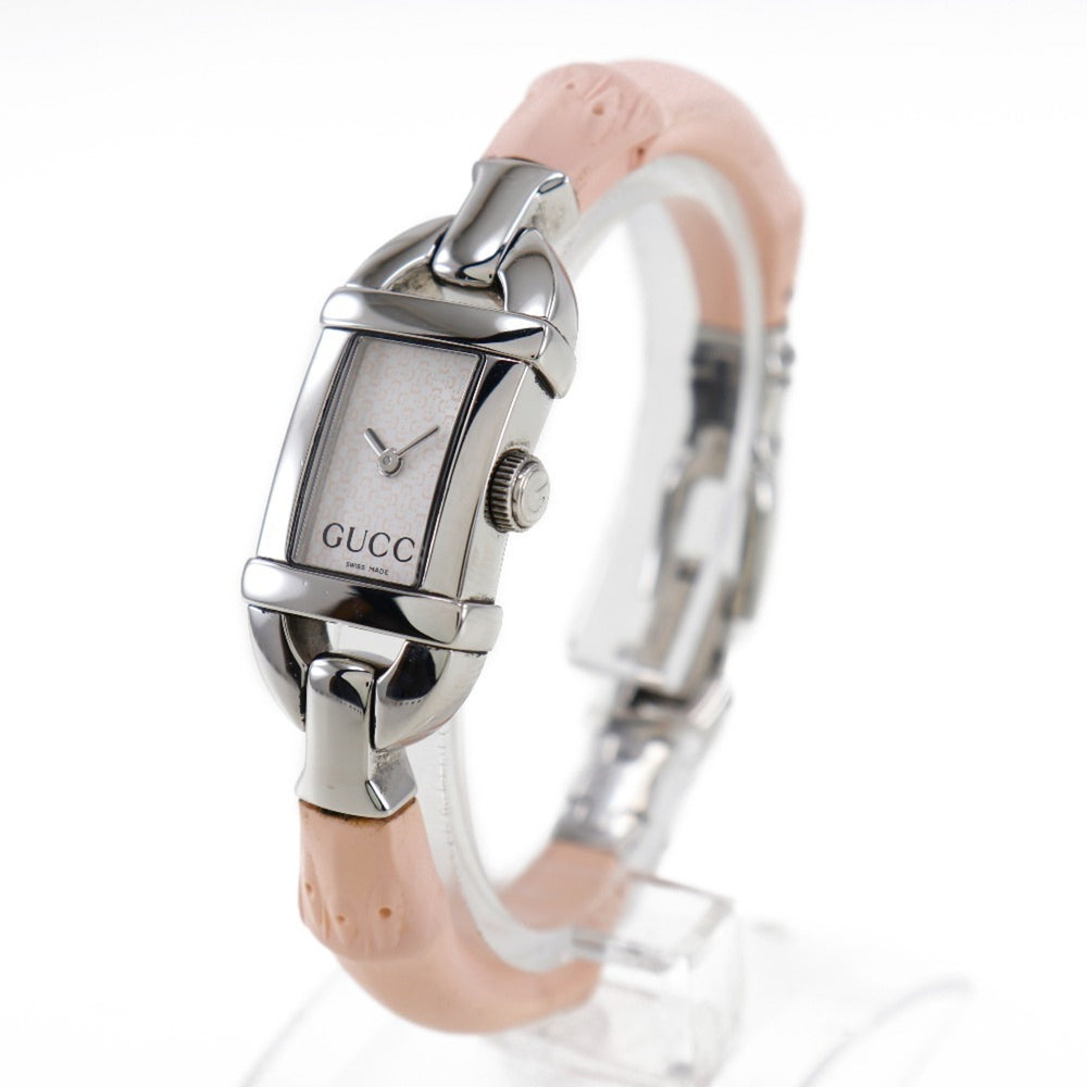 Gucci Bamboo Watch 6800L Stainless Steel x Rubber Pink Quartz Analog Display White Dial Women's — Good