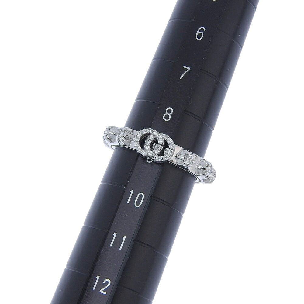 Like new Gucci 5.0g GG Interlocking G Ring in 18K White Gold with Full Diamonds, size 9 — Like New