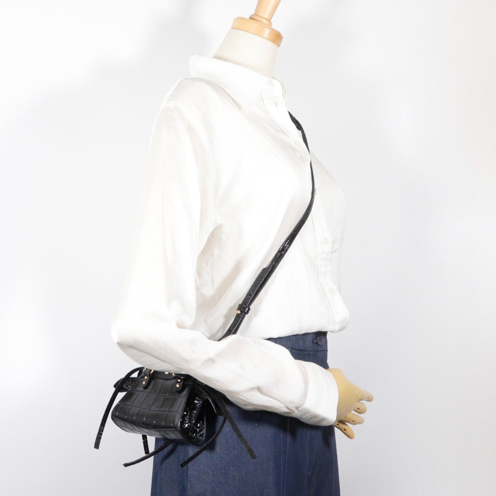 Balenciaga Neo Classic Nano Shoulder Bag/Pochette, 2-Way, Embossed Leather, Black, Double-Way, Women's — Like New