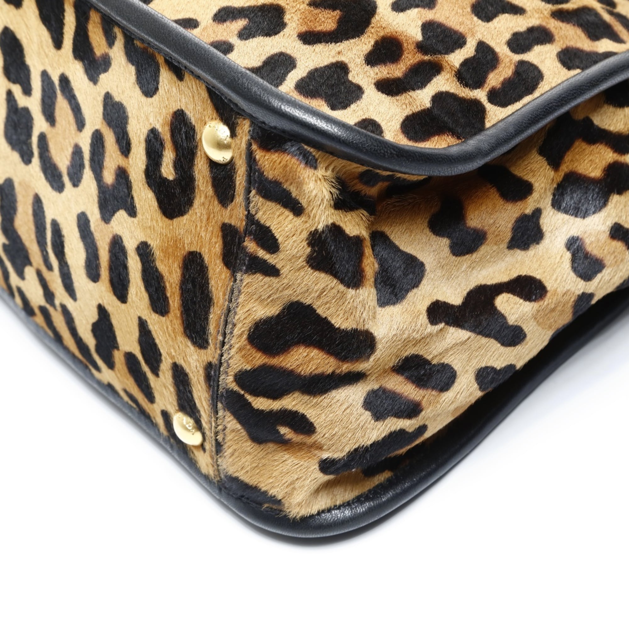 Prada Harako Leopard Print 2-Way Handbag in Brown