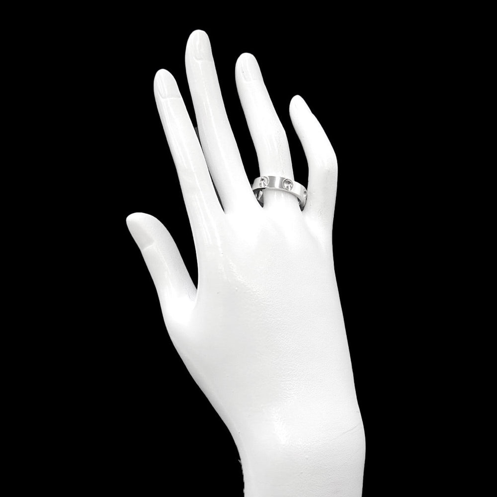 Louis Vuitton Petit Bague Empreinte Ring #58, 18K WG (White Gold 750) — Like New