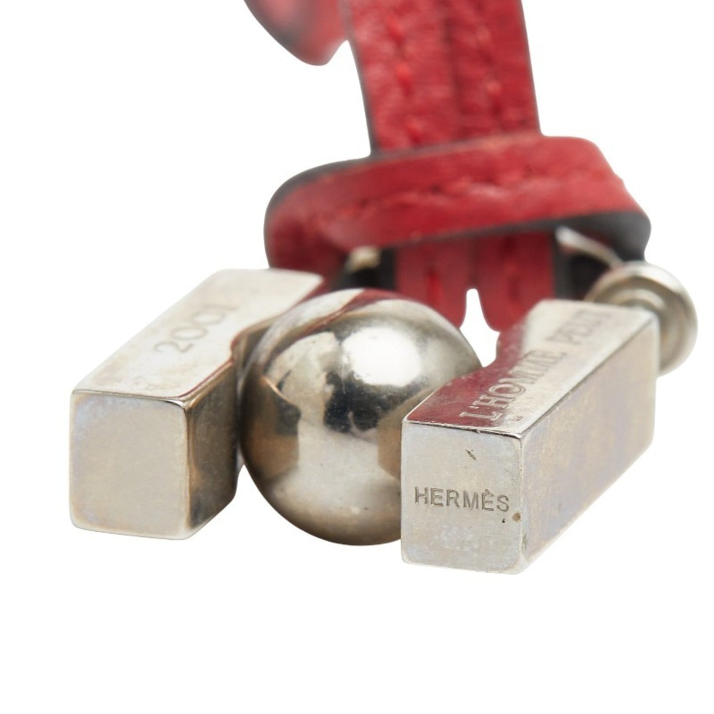 Hermès Cadena H "In Search of the Unknown Beauty Earth" 2001 Necklace Silver Red Metal Leather Women's HERMES