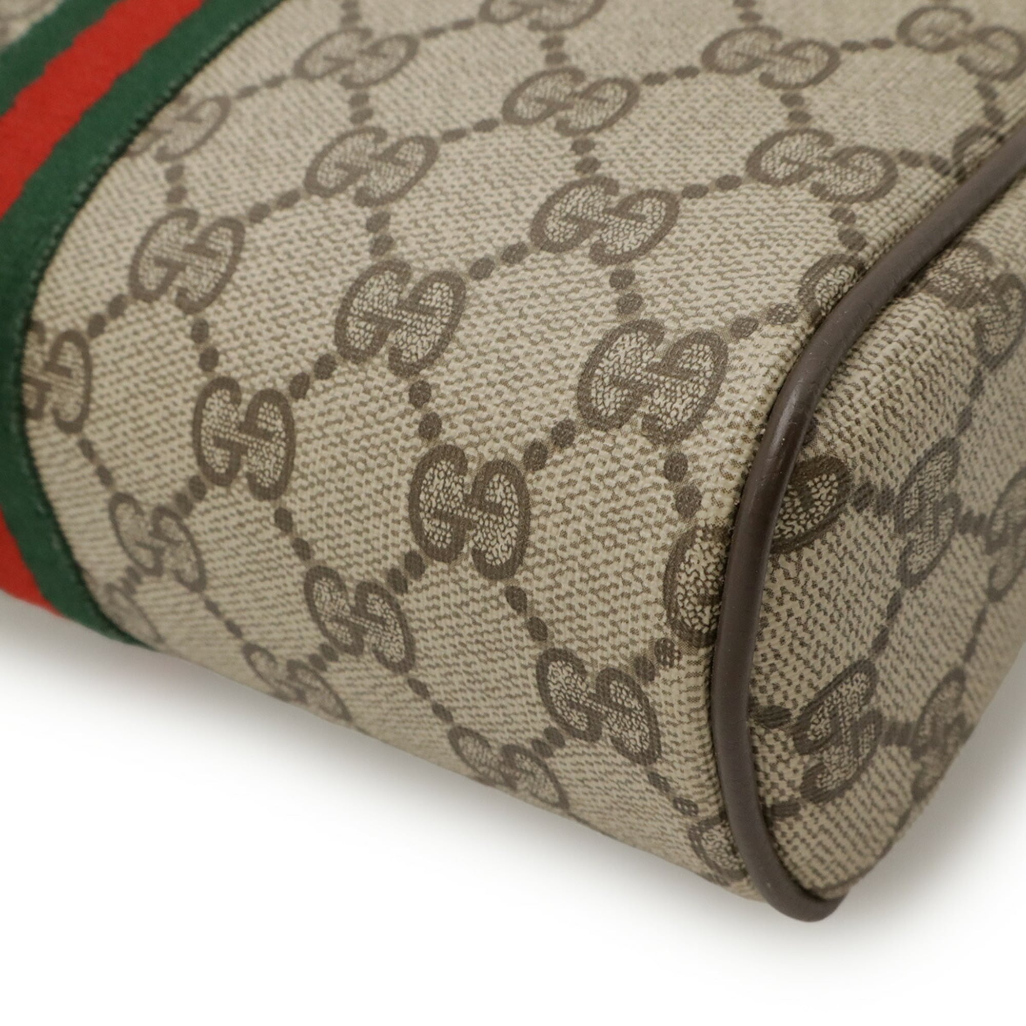 GUCCI Old Gucci GG Plus Sherry Line Clutch Bag/Second Bag in PVC and Leather, Beige Mocha Brown, 010-378