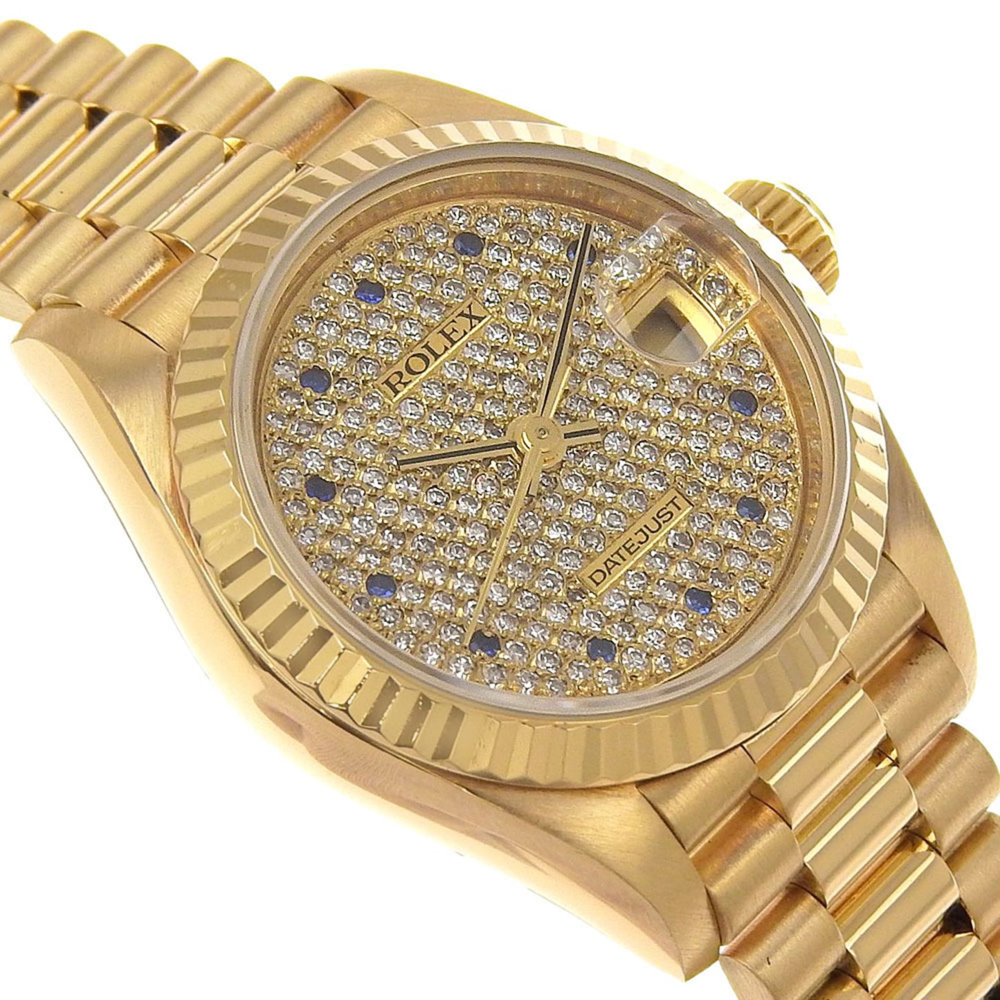 Rolex Datejust Caliber 2135 Watch, 69178ZS, 18K Yellow Gold with Sapphires and Diamonds, Automatic, Analog Display, Dial, Women's