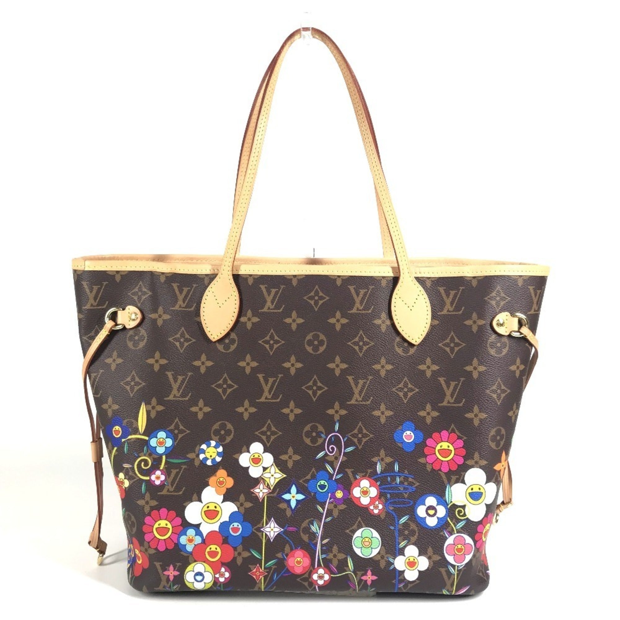 LOUIS VUITTON M13271 LV x TM Takashi Murakami Superflat Neverfull MM Bag Tote Shoulder Handbag with Pouch Monogram Canvas Men's Women's Brown — Like New